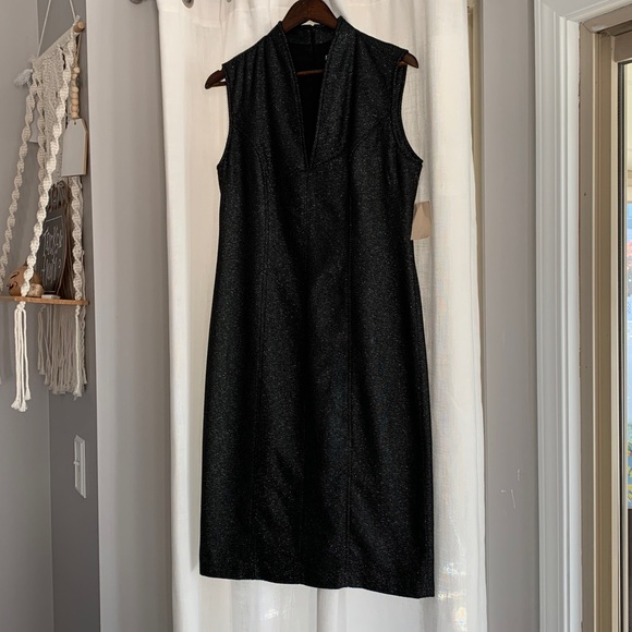 Coldwater Creek NWT Classic Black Flare Neck Sheath Dress - Picture 7 of 10